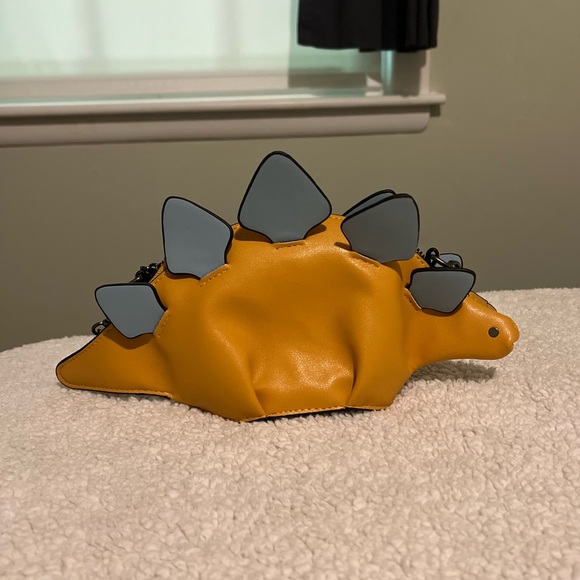 Dinosaur Purse Yellow Stegosaurus Purse Crossbody Bag Small Faux Leather Purse - Picture 3 of 10